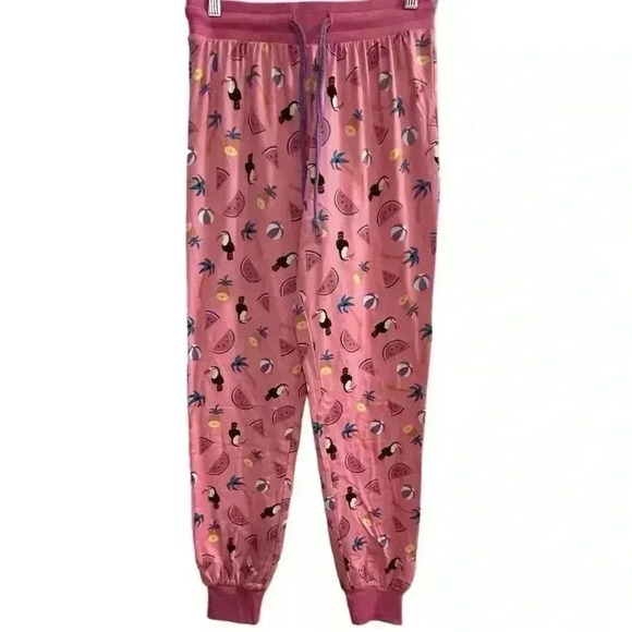 Chelsea Peers Women's XS Pajama Set Tropic Like It's Hot in White and Pink - Picture 6 of 12